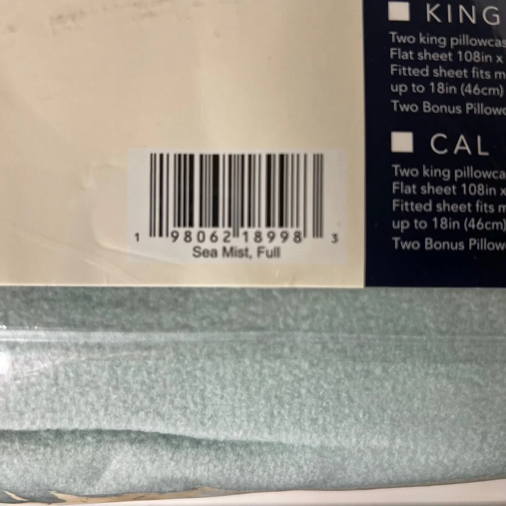 Berkshire Blanket & Home Co Full Size Sea‎ Mist 2 xtra Pillowcases